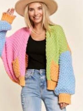 Adora Boutique Carnival Rainbow Cardigan